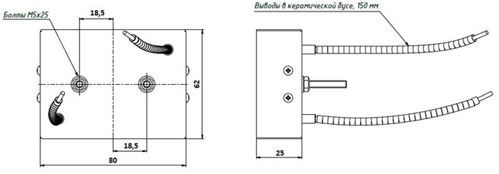 Рис.1. Чертеж излучателей QP1/3