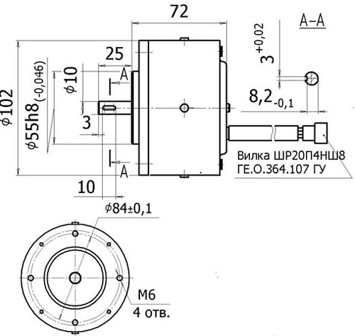 Рис.1. Схема электродвигателя ДП 100-24/110