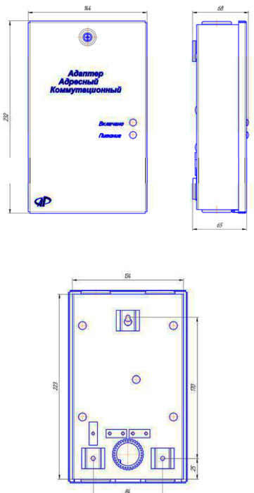 Рис.1. Габаритный чертеж адаптера ААК-220РМ