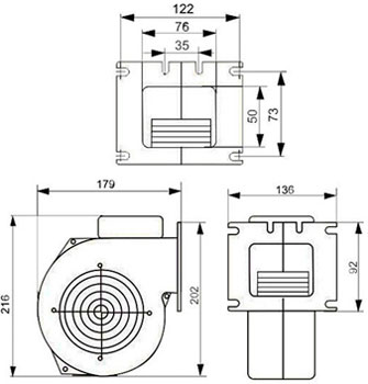 Рис.1. Габаритный чертеж вентилятора ВПА-145 (WPA-145)